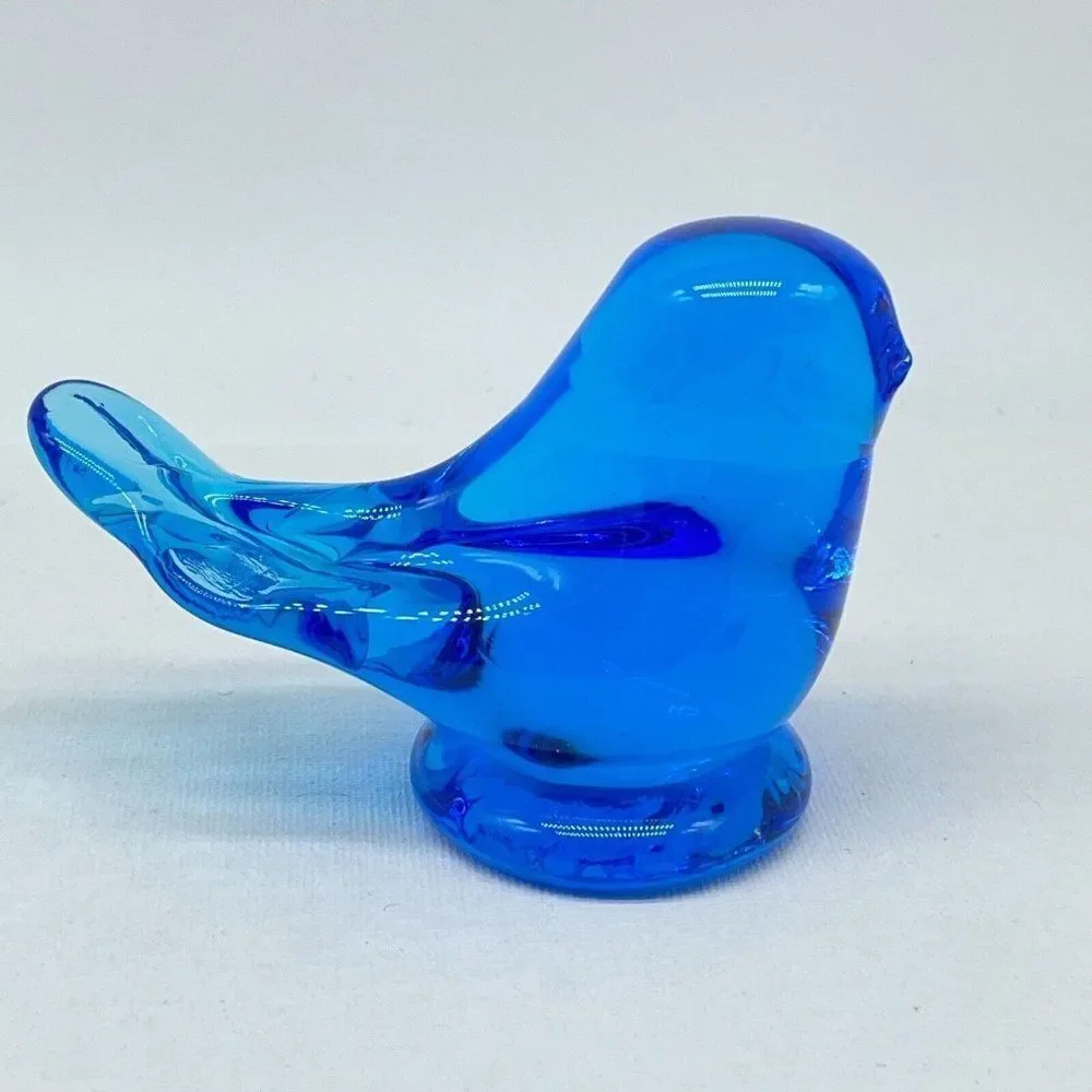 Bluebird Of Happiness Blue Bird Art Glass Figurine 2.75" Signed Leo Ward 1993 - Picture 2 of 8